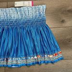 Lucky In Love 14” Paradise Smocked High Waist Blue Print Tennis Skirt Size Small Photo 3