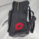 Black Faux Vegan Leather Backpack Applique Heart Lips Eye Flower Kidcore‎ Funky Photo 6