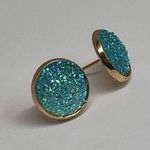 Light Blue Druzy Stud Earrings Photo 0