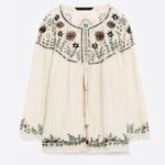 ZARA  embroidered light jacket fringe hem tie front Photo 2
