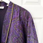 Linda Allard Ellen Tracy Purple Paisley Silk Quilted Vintage Rope Trim Jacket M Size M Photo 4
