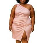 Lavish Lice Lavish Alice Ruched One-shoulder Satin Dress In Pink size US14 Photo 0