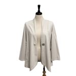 Habitat  Putty Grey Off White One Button Asymmetrical V Neck Slub Inserts Jacket Photo 3