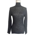 autumn cashmere  Second Skin Sheer Mock Sweater in Black Medium New Knit Top Photo 4