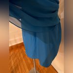 Alfred Angelo Marine Blue Sheer Baby Doll/Shift Midi Dress Sz 10 Draped … Photo 4