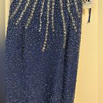 NWT Andretta Donatello SILK vintage beaded embellished navy gown whimisoth Blue Photo 3