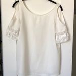 Cooper and Ella White crocodile print cold shoulder blouse Photo 0