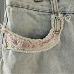 Vintage 90s Jou Jou Heartbreaker Denim Jean Shorts Lace Trim & Heart Patch 9/10 Blue Photo 1