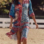 Johnny Was Cornelia Dress Floral Patchwork 100% Silk Full Button Front Small NWT Photo 0