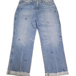 Lucky Brand Embroidered Floral High Rise Cropped Jeans Denim Blue Size 6/28 Photo 0