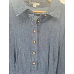 Woman Within  Blue Denim Button Front Long Sleeve Midi Dress Plus Size 24W Cotton Photo 1