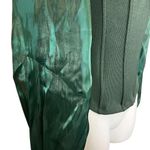Oddi Oddy Womens Sheer Puff Sleeve Boned Ribbed Green Top Shirt Blouse NWT Size Large Photo 1