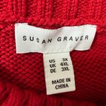 Susan Graver  Red Cold Shoulder Knit Sweater Women’s 3X Cotton Blend Pullover Photo 5