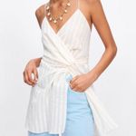 ZARA Cream Striped Sleeveless V Neck Knot Cami Sheath Tunic Top Dress Size S Photo 9