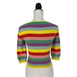 Etro Cashmere Stripe Multi Colored Cropped Boat Neck Stripe Sweater Yellow Photo 12