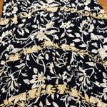 Anthropologie  Black White Gold Floral Tiered Ruffle V Neck Dress Size S Photo 4