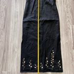 Vintage Embroidered Linen Blend Embellished with Shells Black Maxi Dress Size 8 Photo 6