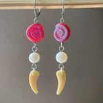 Handmade boho vintage retro grunge fairy whimsical style quality Czech glass swirl star beads stainless dangle earrings🌀⭐️ Photo 1