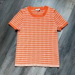 Madewell  Ringer Sweater Tee Orange Stripe Ribbed Stretch Shirt Medium Photo 1