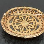 Vintage Baltic Amber Oval Cabochon Ornate Gold Photo 8