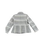 Chico's Textured Knit Zipper Front Jacket Women Large Ivory Career Striped Tweed Photo 2