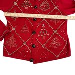 Christmas Red Cardigan with Festive Patterns Size M Photo 8