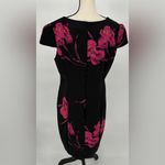Betsey Johnson Magenta Floral Puffy Cap Sleeve Scuba Sheath Slit Dress Size 14 Photo 4