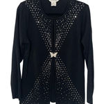 Misook Black Rhinestone Butterfly Closure Long Sleeve Cardigan Sweater Size S Photo 0