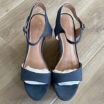 Anthropologie  Arden Denim Blue Cork Platform Wedge Leather Sandals Size 9 Photo 2