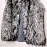Calvin Klein Women's Gray Faux Fur Zip Buckle Sweater Vest Size S Photo 2