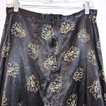 Exact Change Vintage Satin Black Floral Skirt Midi Size 13 Photo 2