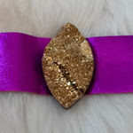Leather bracelet with gold druzy stone Pink Photo 0