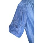 Caffe Merrakesh Chambray Quarter Button Down Top Women's Medium Cottage Country Blue Photo 1