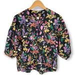 Lou & grey | XS | 100% Linen Floral Pattern 3/4 Puff Sleeve Crop Blouse Top Photo 3