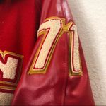 1970s Vintage Leather Red gold varsity bomber South G football jacket streetwear Size L Photo 3