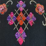 Vintage Victoria Jones Sequins Beaded Sweater Cotton Ramie Womens Large Black Photo 5