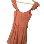 Socialite Smocked Waist Ruffle Strap Sleeveless Cotton Mini Dress Coral S Photo 9