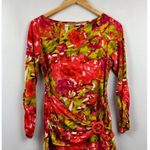 Simonton Says By George Simonton Floral Print Top XXS Polyester Spandex Long Sle Red Photo 0