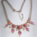 Monet Elegant Orange and Pink Boho Statement Necklace Photo 0