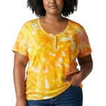 White Stag Plus Size 3X Top Handmade Tie Dye Beaded Sequin Yellow Cotton 862 Photo 0