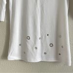Marble 100% Cotton White Embellished Women's Top Photo 3