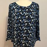 Elle Blue Floral Longsleeve Top Size L Photo 1