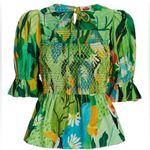 Farm Rio Vintage Toucans Smocked Peplum Top Medium Photo 2