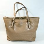 MICHAEL KORS MK Signature Jet Set Travel CARRYALL TOTE Bag Oyster Patent Leather Tan Photo 3