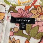 Mittoshop  medium women's white floral v neck top with zipper back elastic sleeve Photo 5