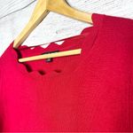 Cable & Gauge Red Scalloped Neck Sweater Top Size Large Holiday Christmas Office Photo 1