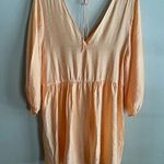 H&M Peach Crinkle Mini Dress – Deep V Neck Empire Waist Lightweight L Photo 5