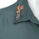 ZARA NEW  Basic Green Beaded Lightweight Long Sleeve Button Down Shirt Top Size S Photo 2