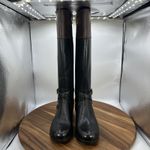Michael Kors Preston Two Tone Leather Riding Boots Black Brown Women's 5.5M Photo 3