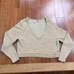 Free People  High Low V-Neck Cropped Sweater  Cream Size S Photo 6